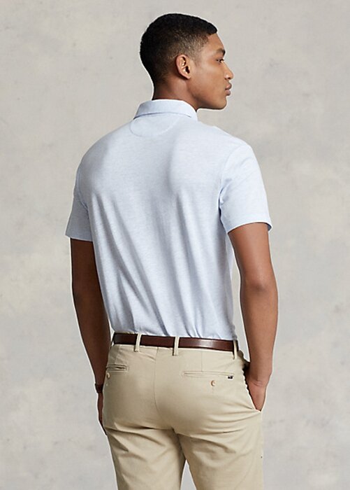 Light Blue Men’s Ralph Lauren Custom Slim Fit Cotton-Linen Polo Shirts Light Blue Men’s Ralph Lauren Custom Slim Fit Cotton-Linen Polo Shirts