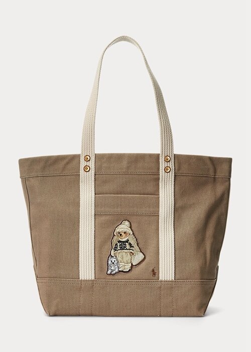 Madison Tan Women’s Ralph Lauren Canvas Medium Polo Bear Tote Bags Madison Tan Women’s Ralph Lauren Canvas Medium Polo Bear Tote Bags
