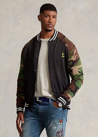 Multicolor Men’s Ralph Lauren Camo-Sleeve Fleece Baseball Jackets