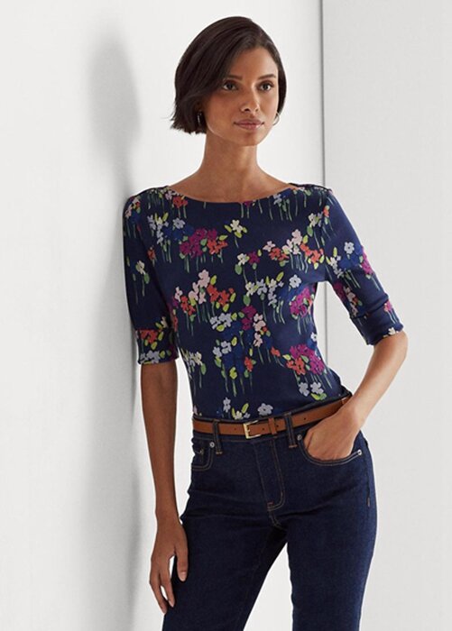 Multicolor Women’s Ralph Lauren Floral Stretch Cotton Boatneck T Shirts Multicolor Women’s Ralph Lauren Floral Stretch Cotton Boatneck T Shirts