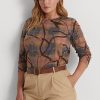 Multicolor Women’s Ralph Lauren Plaid Stretch Cotton Long-Sleeve Tops