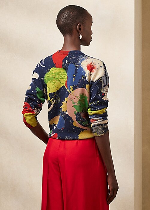 Multicolor Women’s Ralph Lauren Print Cotton Crewneck Sweaters Multicolor Women’s Ralph Lauren Print Cotton Crewneck Sweaters