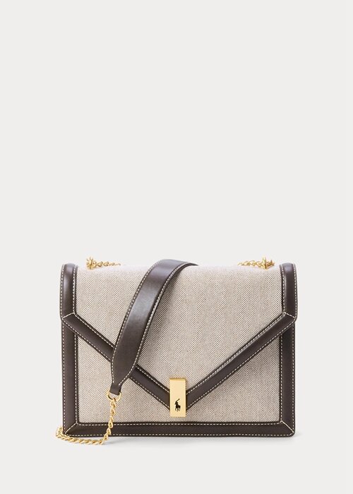 Natural/Tobacco Women’s Ralph Lauren Polo ID Canvas Envelope Chain Crossbody Bags Natural/Tobacco Women’s Ralph Lauren Polo ID Canvas Envelope Chain Crossbody Bags
