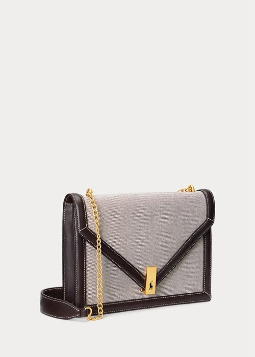 Natural/Tobacco Women’s Ralph Lauren Polo ID Canvas Envelope Chain Crossbody Bags Natural/Tobacco Women’s Ralph Lauren Polo ID Canvas Envelope Chain Crossbody Bags