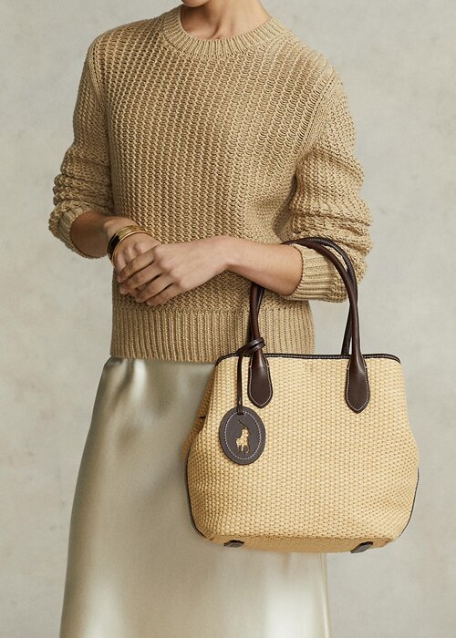 Natural Women’s Ralph Lauren Leather-Trim Straw Medium Bellport Tote Bags Natural Women’s Ralph Lauren Leather-Trim Straw Medium Bellport Tote Bags