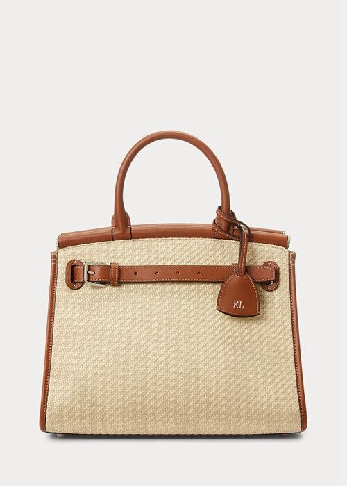 Natural Women’s Ralph Lauren Raffia & Calfskin Medium RL50 Handbag Natural Women’s Ralph Lauren Raffia & Calfskin Medium RL50 Handbag