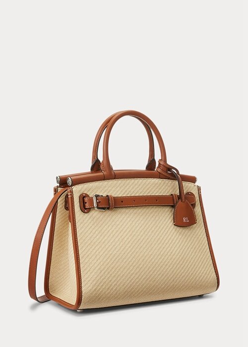 Natural Women’s Ralph Lauren Raffia & Calfskin Medium RL50 Handbag Natural Women’s Ralph Lauren Raffia & Calfskin Medium RL50 Handbag