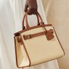Natural Women’s Ralph Lauren Raffia & Calfskin Medium RL50 Handbag Natural Women’s Ralph Lauren Raffia & Calfskin Medium RL50 Handbag