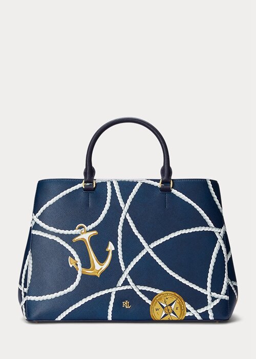 Nautical Rope Print Women’s Ralph Lauren Crosshatch Leather Large Hanna Satchel Bags Nautical Rope Print Women’s Ralph Lauren Crosshatch Leather Large Hanna Satchel Bags