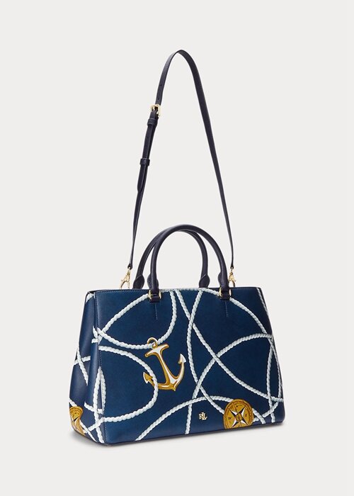 Nautical Rope Print Women’s Ralph Lauren Crosshatch Leather Large Hanna Satchel Bags Nautical Rope Print Women’s Ralph Lauren Crosshatch Leather Large Hanna Satchel Bags