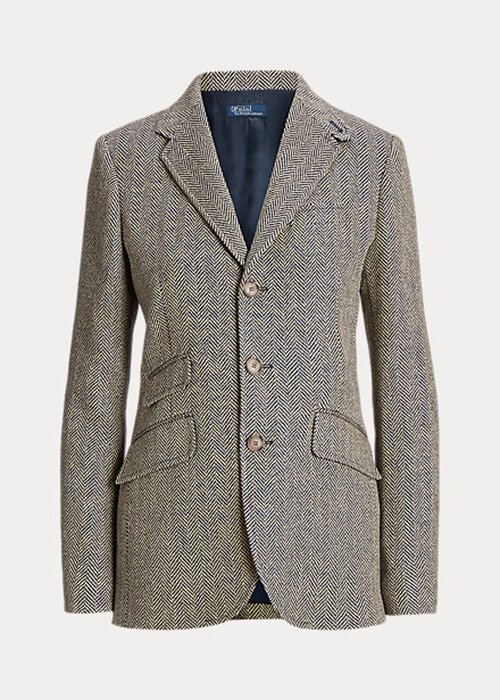 Navy / Cream Women’s Ralph Lauren Linen-Blend Herringbone Hacking Blazers Navy / Cream Women’s Ralph Lauren Linen-Blend Herringbone Hacking Blazers