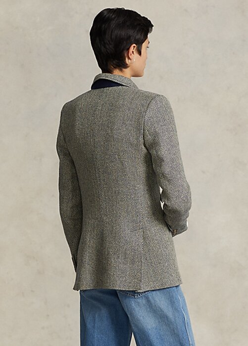 Navy / Cream Women’s Ralph Lauren Linen-Blend Herringbone Hacking Blazers Navy / Cream Women’s Ralph Lauren Linen-Blend Herringbone Hacking Blazers