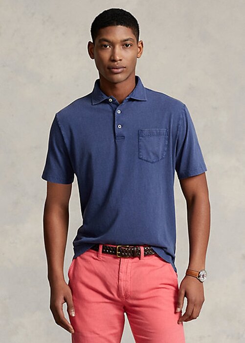 Navy Men’s Ralph Lauren Classic Fit Cotton-Linen Polo Shirts Navy Men’s Ralph Lauren Classic Fit Cotton-Linen Polo Shirts