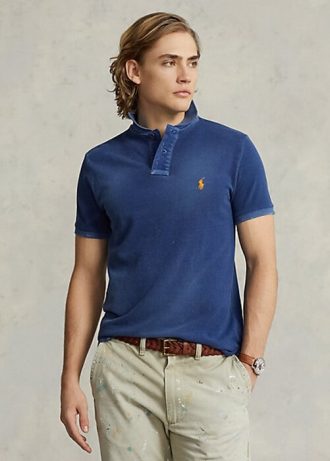 Navy Men’s Ralph Lauren Classic Fit Mended Mesh Polo Shirts