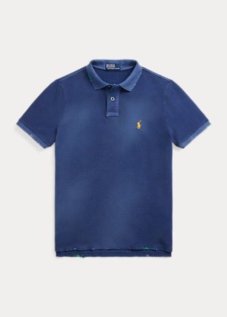 Navy Men’s Ralph Lauren Classic Fit Mended Mesh Polo Shirts