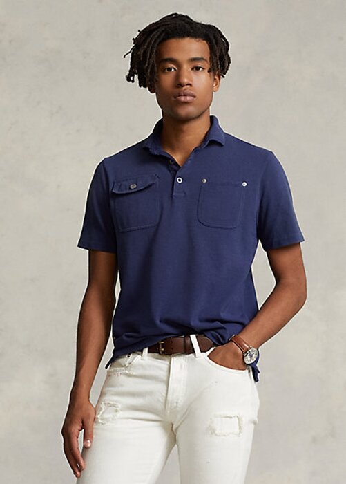 Navy Men’s Ralph Lauren Classic Fit Mesh Pocket Polo Shirts Navy Men’s Ralph Lauren Classic Fit Mesh Pocket Polo Shirts