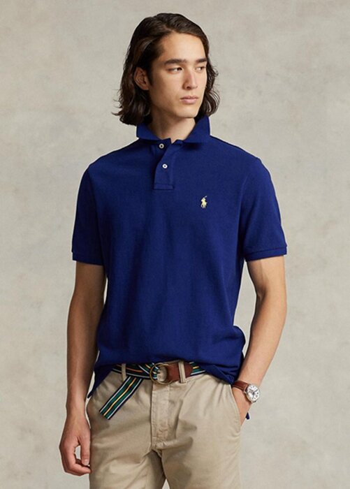 Navy Men’s Ralph Lauren Custom Slim Fit Mesh Polo Shirts Navy Men’s Ralph Lauren Custom Slim Fit Mesh Polo Shirts