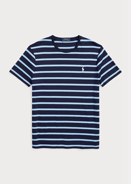 Navy Men’s Ralph Lauren Custom Slim Striped Soft Cotton T Shirts Navy Men’s Ralph Lauren Custom Slim Striped Soft Cotton T Shirts