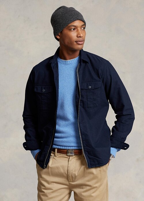 Navy Men’s Ralph Lauren Garment-Dyed Oxford Overshirt Jackets Navy Men’s Ralph Lauren Garment-Dyed Oxford Overshirt Jackets