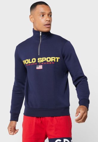Navy Men’s Ralph Lauren Logo Half Zip Sweatshirt