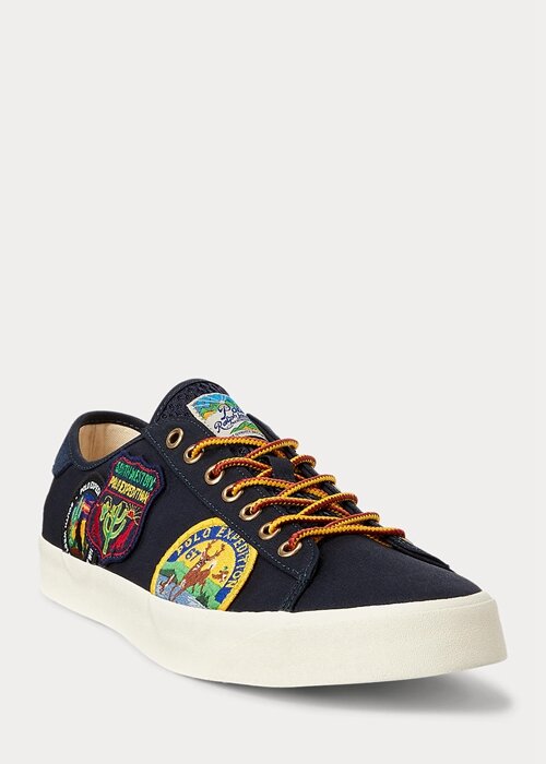 Navy Men’s Ralph Lauren Nelson Logo-Patch Twill Sneakers Navy Men’s Ralph Lauren Nelson Logo-Patch Twill Sneakers
