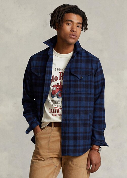 Navy Men’s Ralph Lauren Plaid Wool-blend Overshirt Shirts Navy Men’s Ralph Lauren Plaid Wool-blend Overshirt Shirts