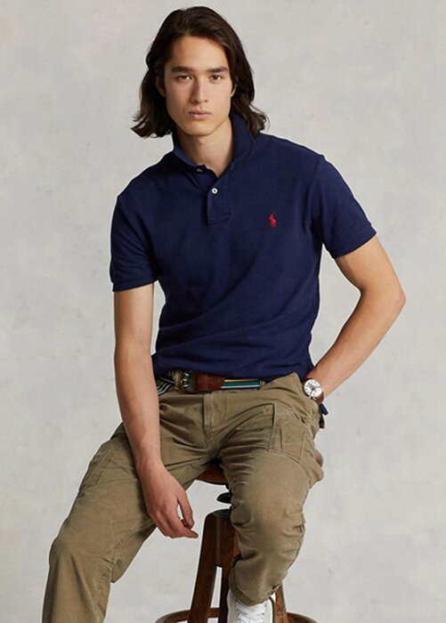 Navy Men’s Ralph Lauren Slim Fit Mesh Polo Shirts Navy Men’s Ralph Lauren Slim Fit Mesh Polo Shirts