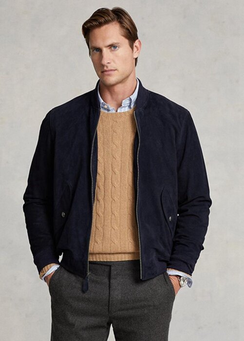Navy Men’s Ralph Lauren Suede Bomber Jackets Navy Men’s Ralph Lauren Suede Bomber Jackets