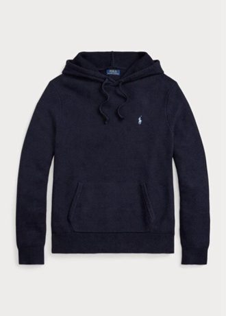 Navy Men’s Ralph Lauren Textured Cotton Hooded Jumper  Sweaters