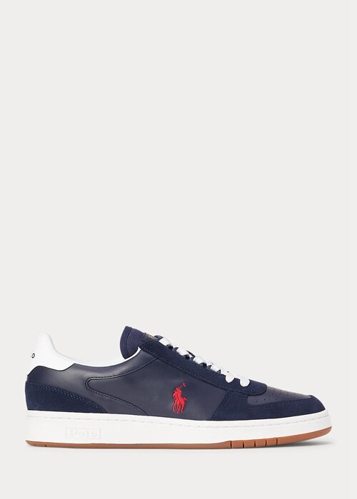 Navy / Red Men’s Ralph Lauren Court Leather-Suede Sneakers Navy / Red Men’s Ralph Lauren Court Leather-Suede Sneakers