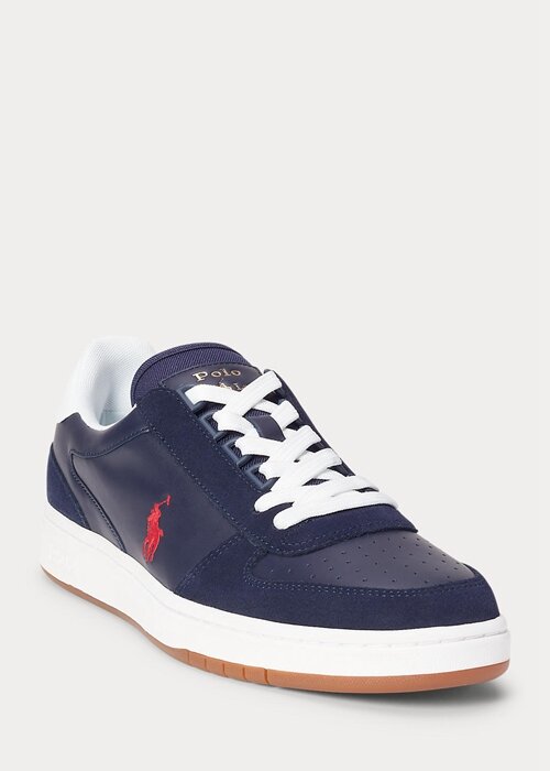 Navy / Red Men’s Ralph Lauren Court Leather-Suede Sneakers Navy / Red Men’s Ralph Lauren Court Leather-Suede Sneakers
