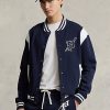 Navy / White Men’s Ralph Lauren Fleece Letterman Jackets Navy / White Men’s Ralph Lauren Fleece Letterman Jackets