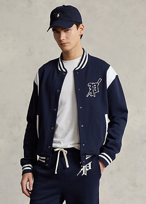 Navy / White Men’s Ralph Lauren Fleece Letterman Jackets Navy / White Men’s Ralph Lauren Fleece Letterman Jackets