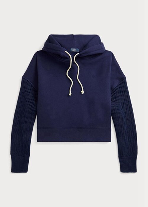 Navy Women’s Ralph Lauren Boxy Fit Hybrid Jumper-sleeve Hoodie Navy Women’s Ralph Lauren Boxy Fit Hybrid Jumper-sleeve Hoodie