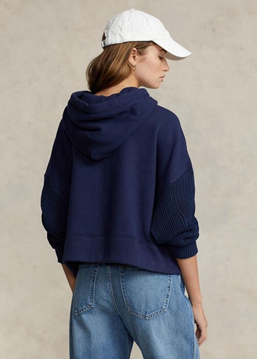 Navy Women’s Ralph Lauren Boxy Fit Hybrid Jumper-sleeve Hoodie Navy Women’s Ralph Lauren Boxy Fit Hybrid Jumper-sleeve Hoodie