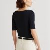 Navy Women’s Ralph Lauren Cotton Boatneck   Tops