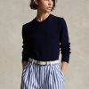 Navy Women’s Ralph Lauren Cotton Crewneck Sweaters Navy Women’s Ralph Lauren Cotton Crewneck Sweaters