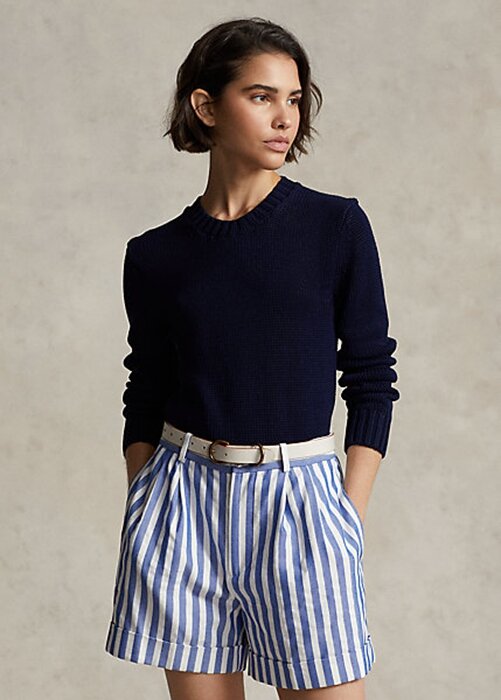 Navy Women’s Ralph Lauren Cotton Crewneck Sweaters Navy Women’s Ralph Lauren Cotton Crewneck Sweaters