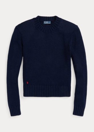 Navy Women’s Ralph Lauren Cotton Crewneck Sweaters