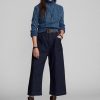 Navy Women’s Ralph Lauren Cotton-linen Denim Wide-legs Pants Navy Women’s Ralph Lauren Cotton-linen Denim Wide-legs Pants