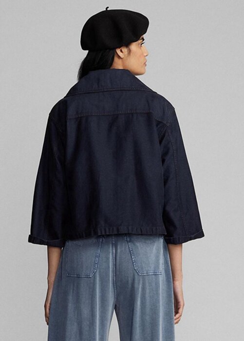 Navy Women’s Ralph Lauren Cropped Indigo Cotton-linen Jackets Navy Women’s Ralph Lauren Cropped Indigo Cotton-linen Jackets