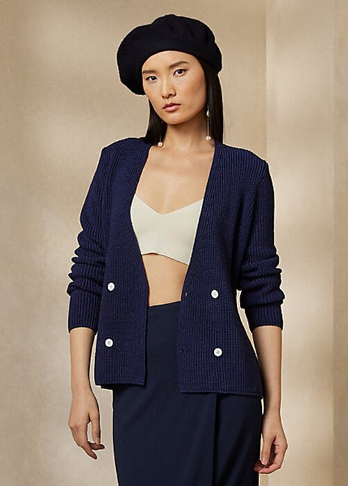 Navy Women’s Ralph Lauren Double-Breasted Cardigan Sweaters Navy Women’s Ralph Lauren Double-Breasted Cardigan Sweaters