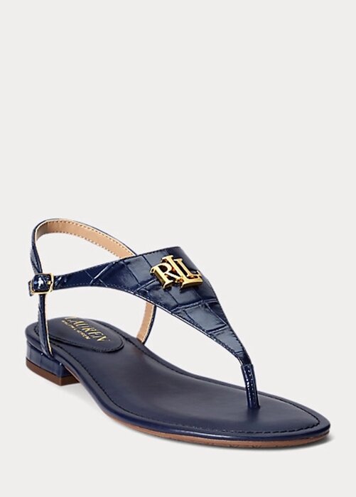 Navy Women’s Ralph Lauren Ellington Embossed Leather Sandals Navy Women’s Ralph Lauren Ellington Embossed Leather Sandals