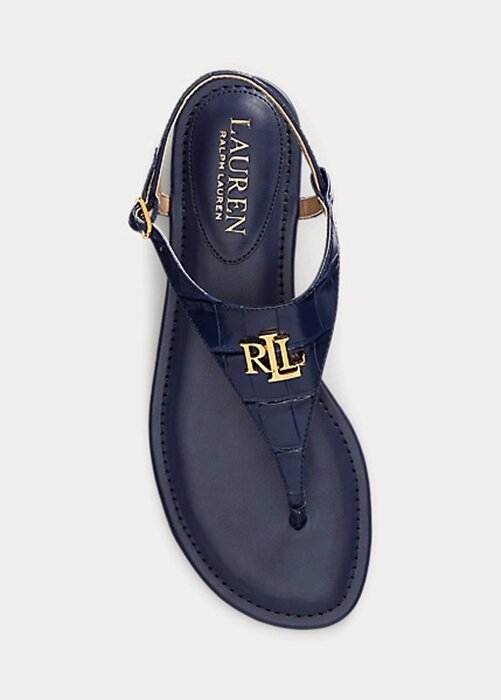 Navy Women’s Ralph Lauren Ellington Embossed Leather Sandals Navy Women’s Ralph Lauren Ellington Embossed Leather Sandals