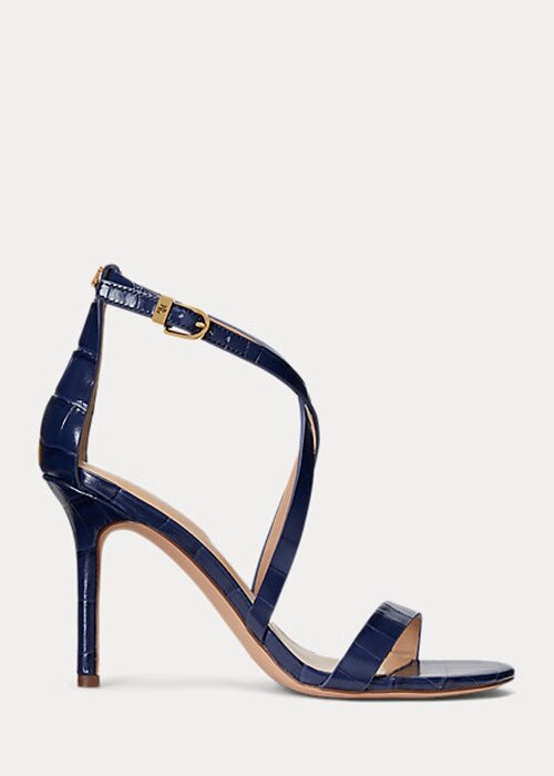 Navy Women’s Ralph Lauren Gabriele Embossed Leather Sandals Navy Women’s Ralph Lauren Gabriele Embossed Leather Sandals