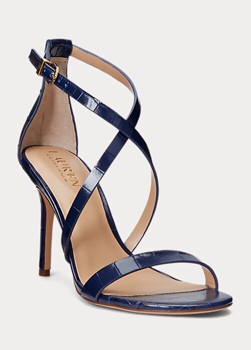 Navy Women’s Ralph Lauren Gabriele Embossed Leather Sandals Navy Women’s Ralph Lauren Gabriele Embossed Leather Sandals