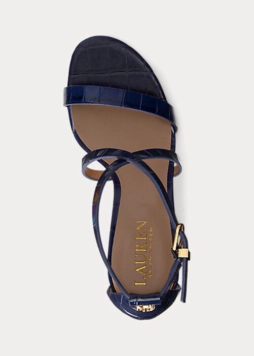 Navy Women’s Ralph Lauren Gabriele Embossed Leather Sandals Navy Women’s Ralph Lauren Gabriele Embossed Leather Sandals