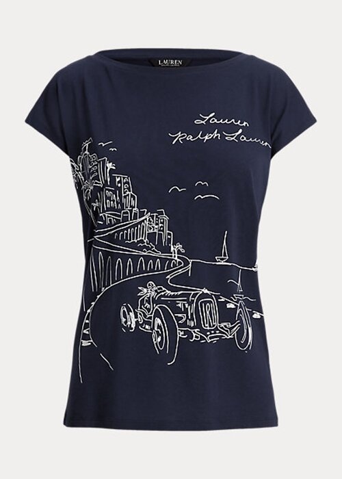 Navy Women’s Ralph Lauren Graphic Jersey T Shirts Navy Women’s Ralph Lauren Graphic Jersey T Shirts
