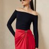 Navy Women’s Ralph Lauren Mulberry Silk Off-the-Shoulder Sweaters Navy Women’s Ralph Lauren Mulberry Silk Off-the-Shoulder Sweaters