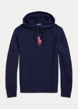 Navy Women’s Ralph Lauren Pink Pony Cable Cashmere Hooded Sweaters Navy Women’s Ralph Lauren Pink Pony Cable Cashmere Hooded Sweaters